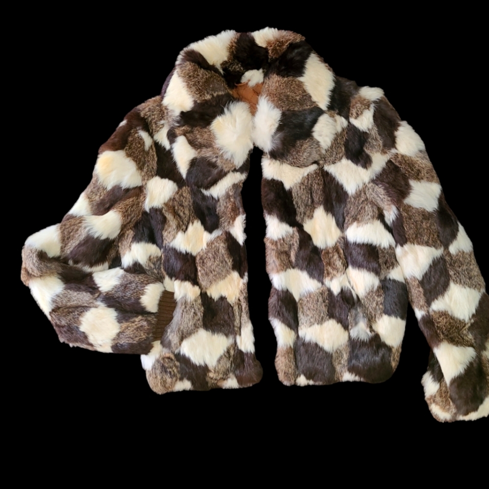 Rabbit fur coat women's SMALL